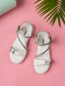 toothless - Kids Girls White & Grey Fashion Casual Sandals