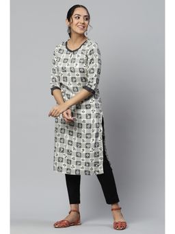 Aurelia - Women Grey Floral Print Rayon Kurta