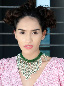 Odette - Gorgues Green Embellished Statement Necklace