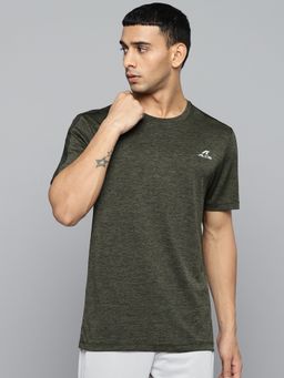 Alcis - Men Olive Green Solid Slim Fit T-Shirt