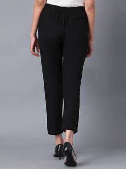 W - Black Solid Trousers