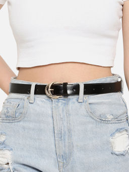 Twenty Dresses by Nykaa Fashion - Black Textured Slim Jeans Belt