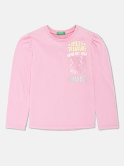 United Colors of Benetton - Girls Pink Long Sleeve Sparkle Top