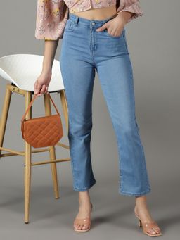 SHOWOFFFF - Women's Stretchable Clean Look Blue Straight Fit Jeans