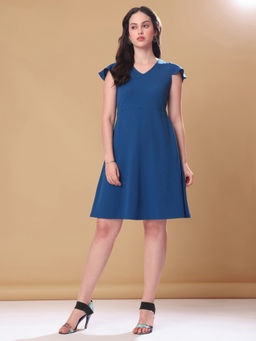 PURVAJA - Women Teal Solid Mini Dress