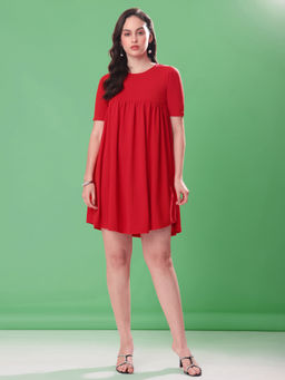 PURVAJA - Women Red Solid Mini Dress