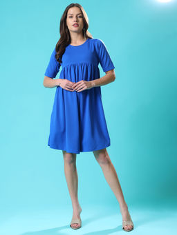 PURVAJA - Women Blue Solid Mini Dress