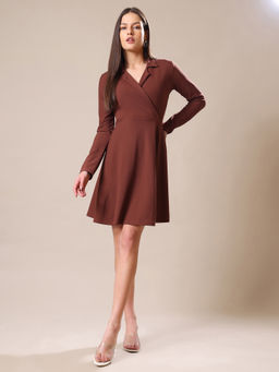PURVAJA - Women Brown Solid Mini Dress
