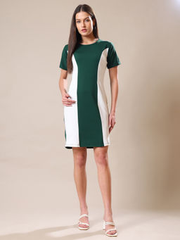 PURVAJA - Women Green Colorblock Mini Dress