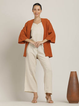 Saltpetre - Women Multi-Color Shrug With Beige Top And Pant (Set of 3)