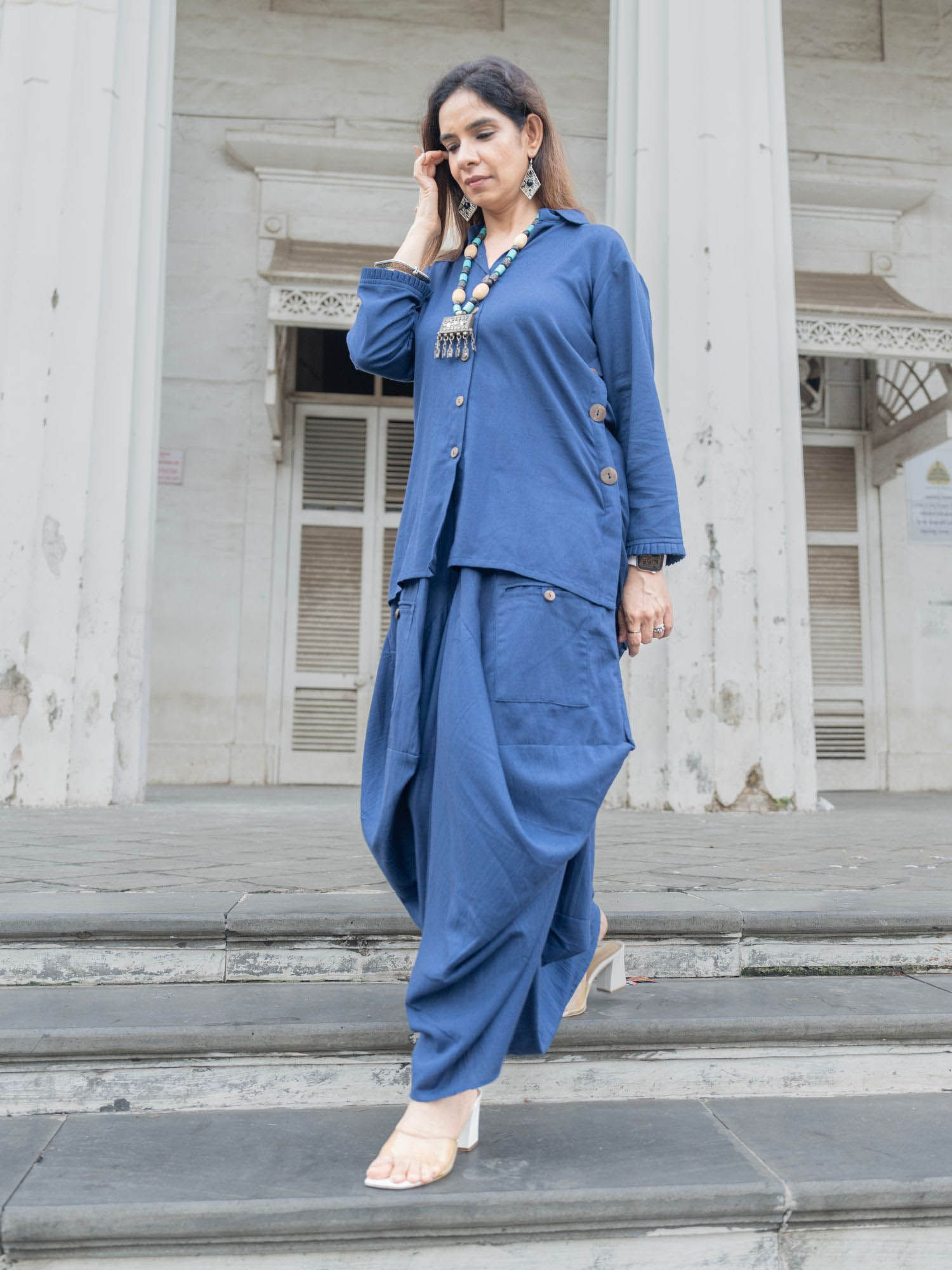 ishnya Rezaar-Navy Blue Turkey Co-Ord (Set of 2)-picture-26