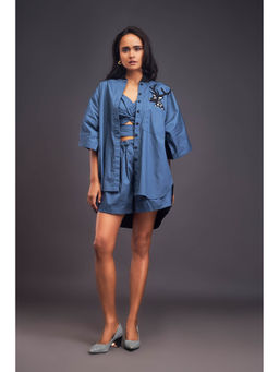 Deepika Arora - Womens Blue Co-Ord (Set of 3)