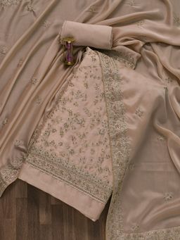 Koskii - Peach Cutdana Semi Crepe Unstitched Salwar Suit (Set of 3) (Set of Three)