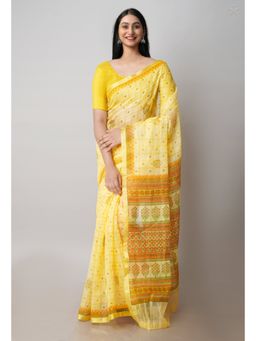 Unnati Silks - Yellow Pure Patola Printed Kota Cotton Saree with Unstitched Blouse