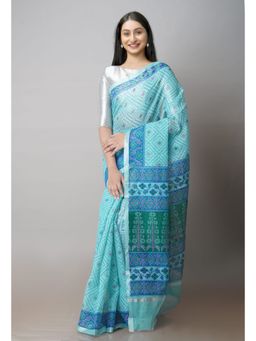 Unnati Silks - Blue Pure Patola Printed Kota Cotton Saree with Unstitched Blouse
