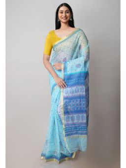Unnati Silks - Light Blue Pure Patola Printed Kota Cotton Saree with Unstitched Blouse