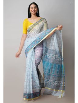Unnati Silks - Blue Pure Patola Printed Kota Cotton Saree with Unstitched Blouse
