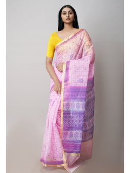Unnati Silks - Pink Pure Patola Printed Kota Cotton Saree with Unstitched Blouse