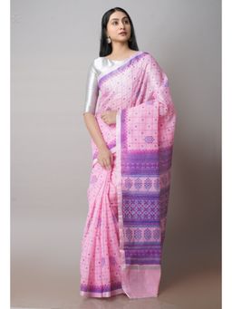 Unnati Silks - Pink Pure Patola Printed Kota Cotton Saree with Unstitched Blouse