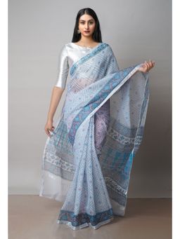 Unnati Silks - Light Blue Pure Patola Printed Kota Cotton Saree with Unstitched Blouse