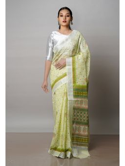 Unnati Silks - Pale Green Pure Patola Printed Kota Cotton Saree with Unstitched Blouse