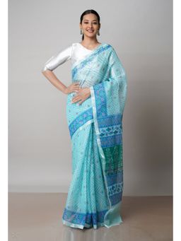 Unnati Silks - Blue Pure Patola Printed Kota Cotton Saree with Unstitched Blouse
