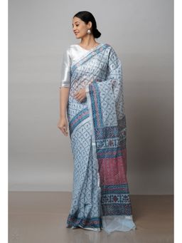 Unnati Silks - Pale Grey Pure Patola Printed Kota Cotton Saree with Unstitched Blouse