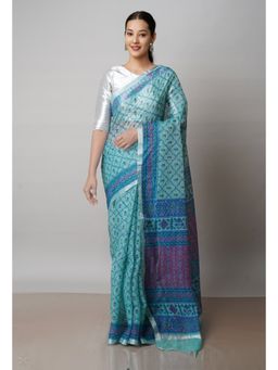 Unnati Silks - Blue Pure Patola Printed Kota Cotton Saree with Unstitched Blouse