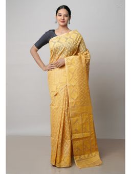 Unnati Silks - Sand Beige Pure Handloom Dhaka Jamdani Bengal Cotton Saree