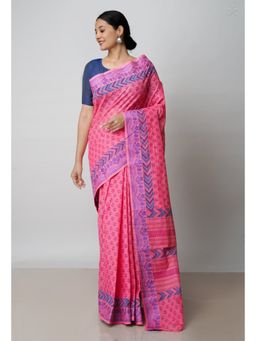 Unnati Silks - Pink Pure Printed Cotton Saree