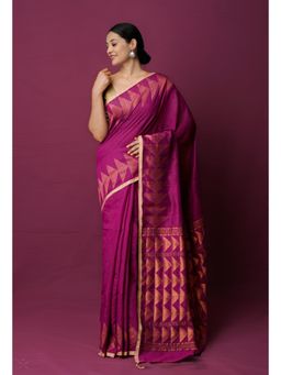 Unnati Silks - Purple Pure Handloom Dupion Bengal Sico Saree with Unstitched Blouse