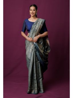 Unnati Silks - Multi- Color Pure Handloom Block Printed Bengal Saree with Unstitched Blouse