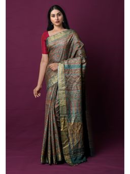Unnati Silks - Multi- Color Pure Handloom Block Printed Bengal with Unstitched