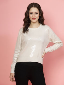 Mafadeny - Winterwar Women Fawn Embellished Round Neck Top