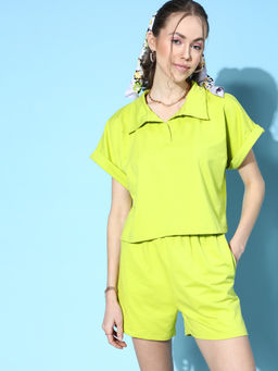 AAREIN - Neon Green Solid Co-Ord (Set of 2)