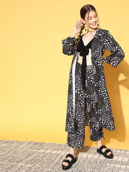 AAREIN - Black Floral Printed Co-Ord (Set of 3)