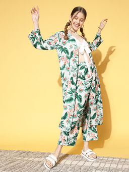 AAREIN - White Floral Printed Co-Ord (Set of 3)