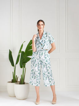 AAREIN - Green Printed Notched Lapel Co-Ord (Set of 2)