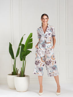 AAREIN - Brown Printed Notched Lapel Co-Ord (Set of 2)