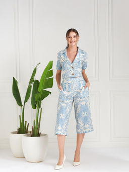 AAREIN - Blue Notched Lapel Collar Co-Ord (Set of 2)