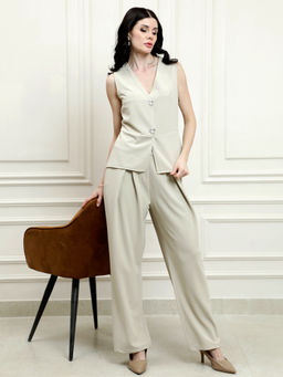 AAREIN - Beige Solid Co-Ord (Set of 2)