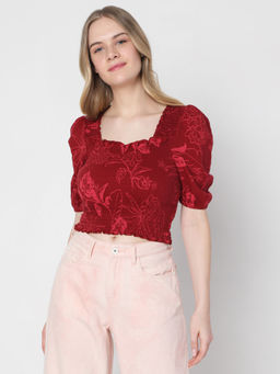 VERO MODA - Women Floral Red Crop Top