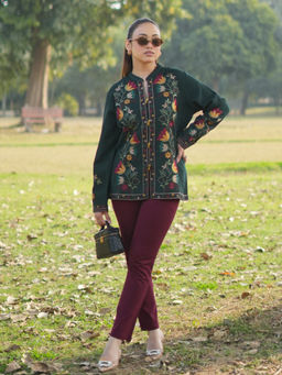 Lakshita - Green Embroidered Cord Jacket
