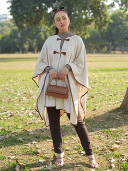 Lakshita - Pearl Ivory Wool Ponchos Cape