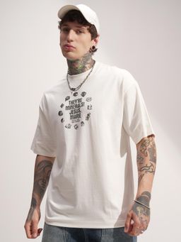 HIGHLANDER - Breaking Bad Men Off White Oversized Drop shoulder Round Neck T-shirt