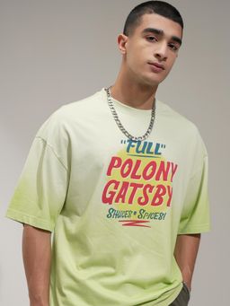 HIGHLANDER - Men Lime Green Round Neck Oversized Fit T-shirt