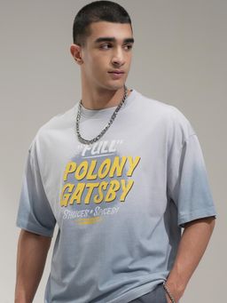 HIGHLANDER - Men Grey Round Neck Oversized Fit T-shirt