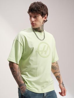 HIGHLANDER - Men Lime Green Round Neck Oversized T-shirt