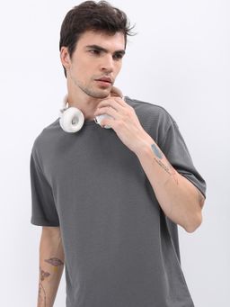 HIGHLANDER - Men Structured Round Neck Short Sleeve Loose Fit T-shirt