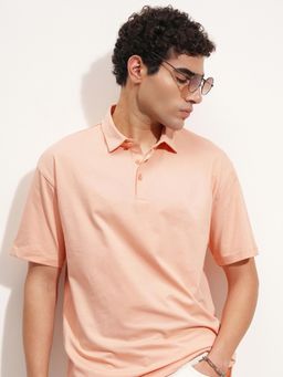HIGHLANDER - Men Coral Self Collar Half Sleeve Relax Fit T-shirt